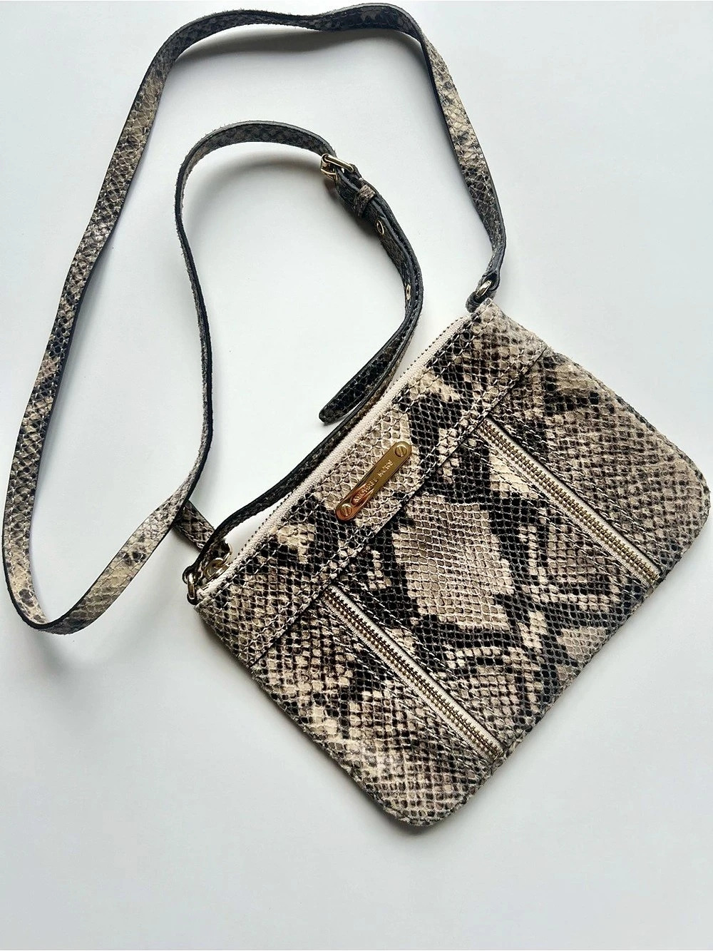 Michael Kors Snake Print Crossbody in Brown & Black